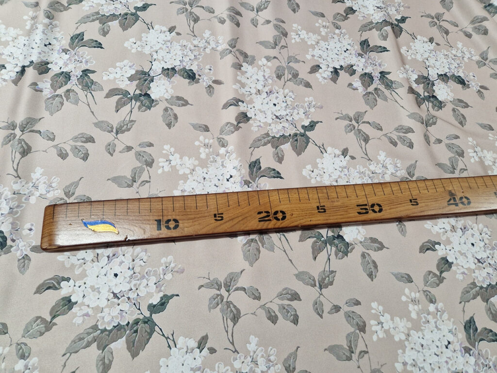 Атлас Шовк Бежевий Квітковий Принт