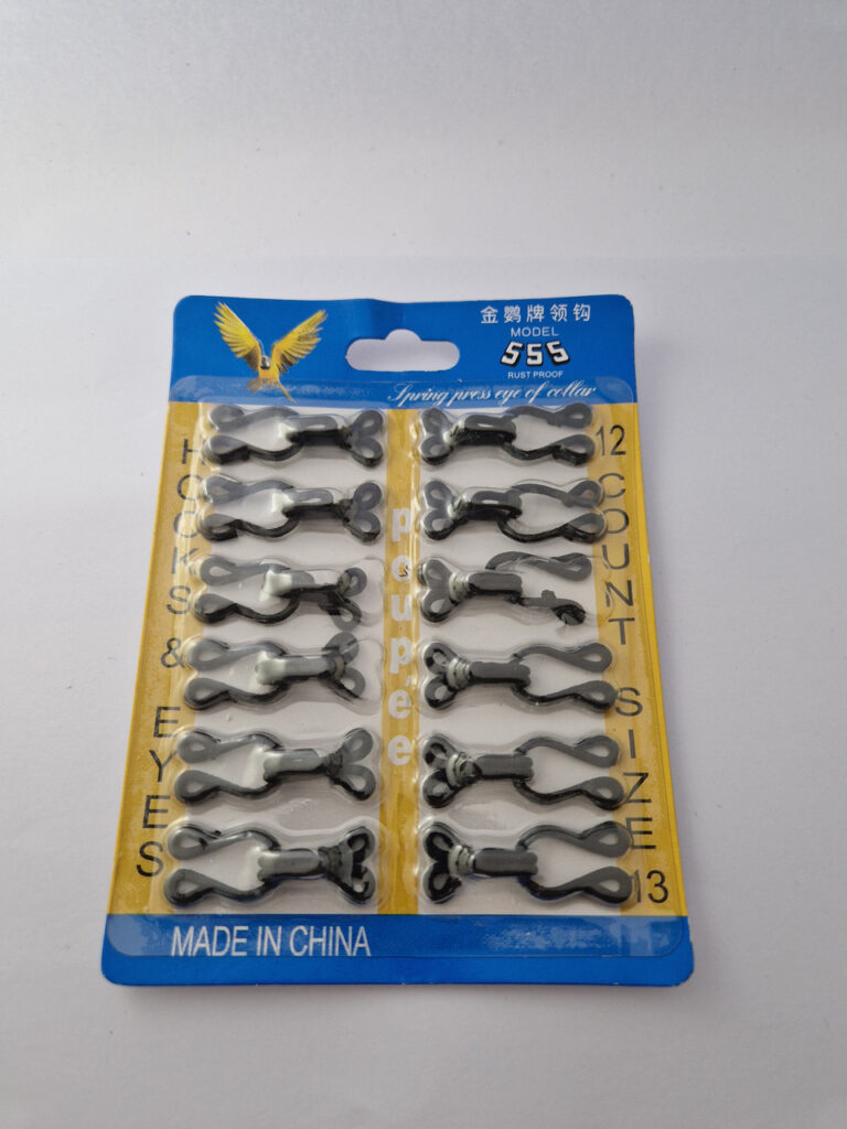 Гачки пришивні для одягу sindtex, чорні 12 штук