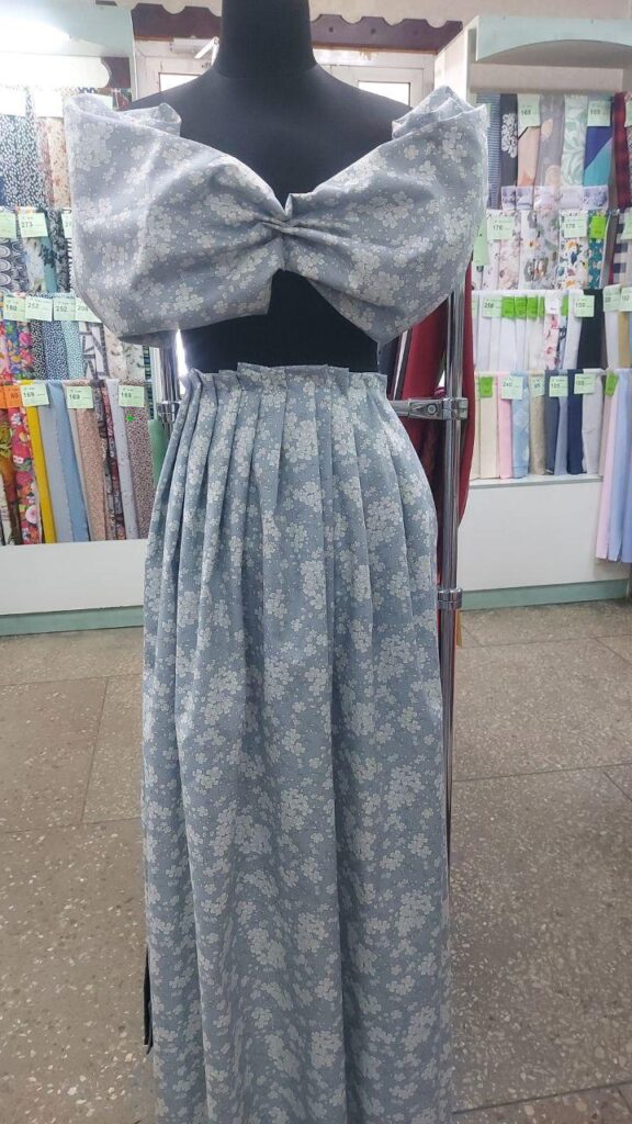 Котон Блакитний Принт Квіти