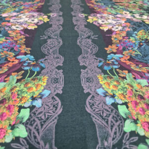 Трикотаж Синій Принт Квіти