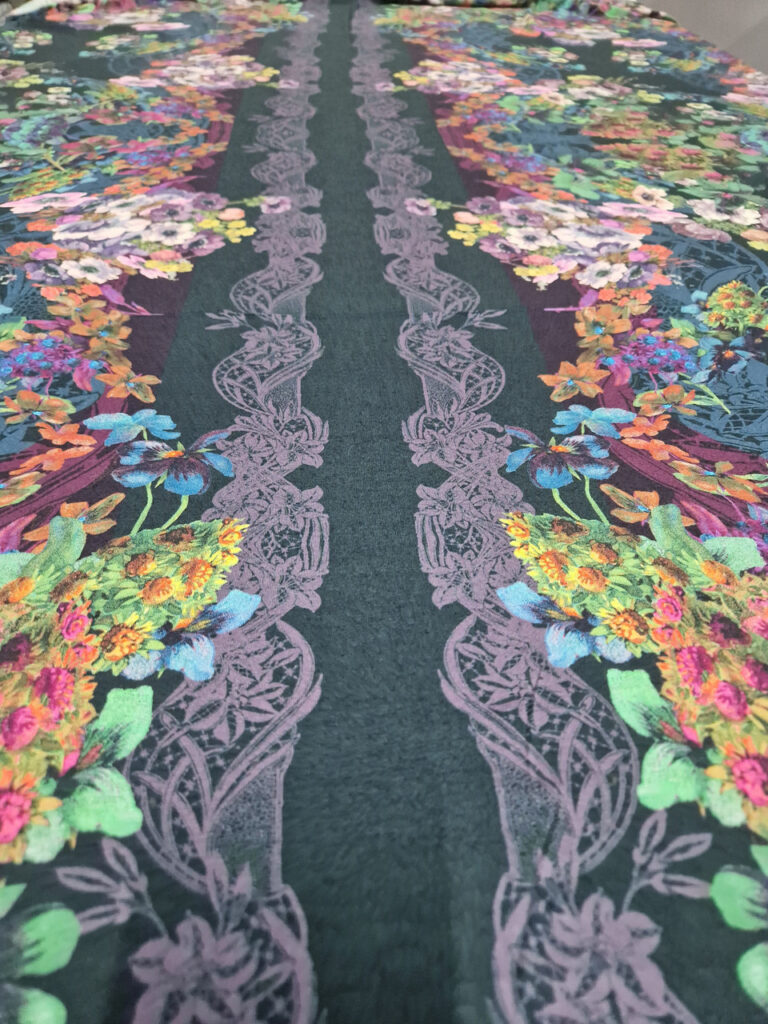 Трикотаж Синій Принт Квіти