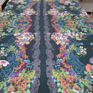 Трикотаж Синій Принт Квіти