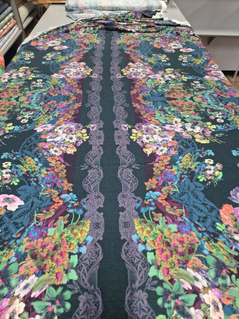 Трикотаж Синій Принт Квіти