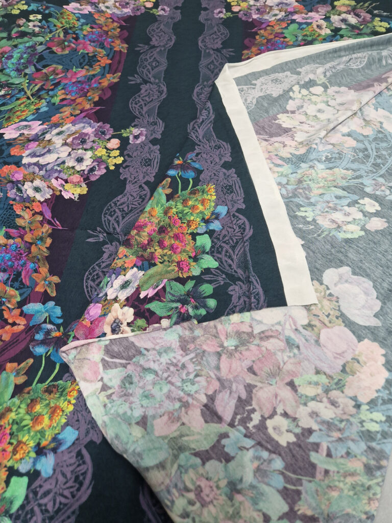 Трикотаж Синій Принт Квіти