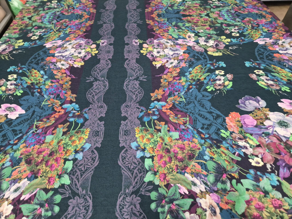 Трикотаж Синій Принт Квіти