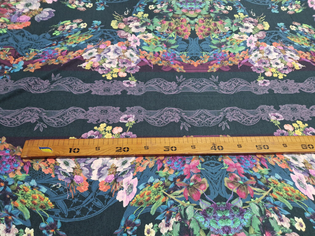 Трикотаж Синій Принт Квіти