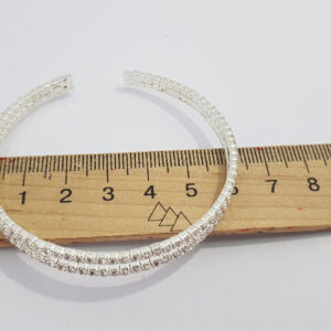 Браслет жіночий сріблястого кольору з кристалами ширина 10 мм 2 ряди каменів