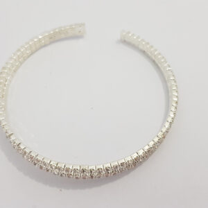 Браслет жіночий сріблястого кольору з кристалами ширина 10 мм 2 ряди каменів