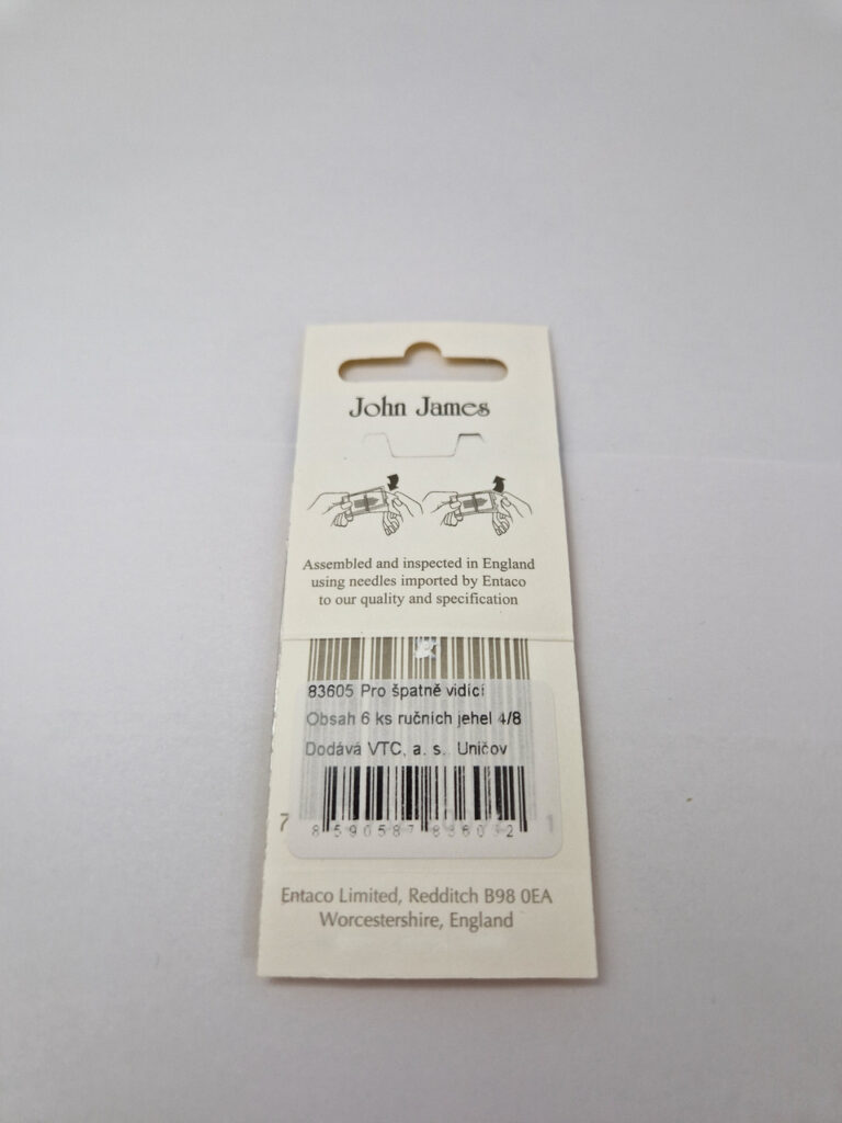 Набір легкозадільних голок для шиття john james easy threading №4/8 (6 штук)