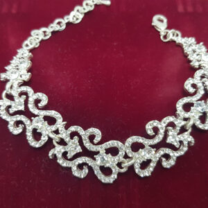 Браслет жіночий ажурний срібний з каменями ширина 17 мм