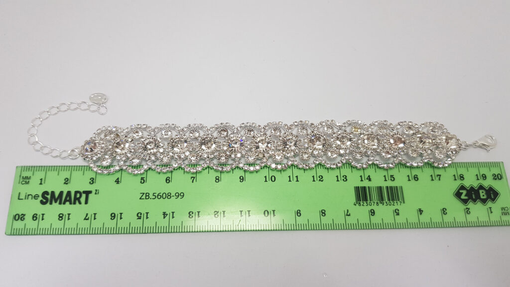 Браслет жіночий ажурний срібний з каменями ширина 23 мм