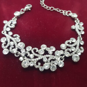 Браслет жіночий ажурний срібний з каменями ширина 20 мм