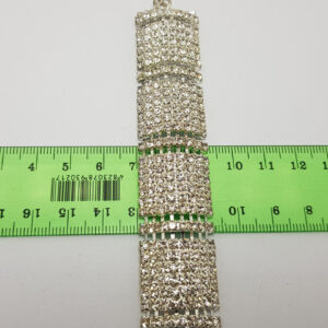 Браслет жіночий сріблястий з білими кристалами ширина 23 мм 8 рядів каменів