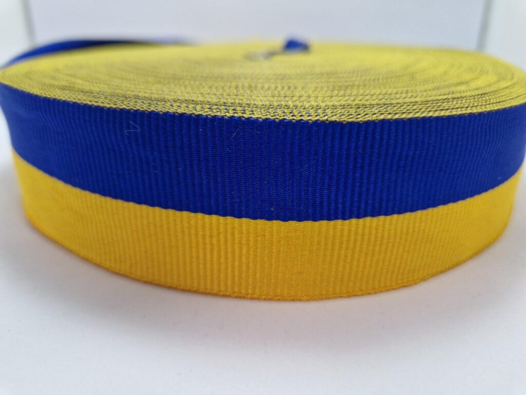Стрічка репсова 3,5 см жовто-блакитна
