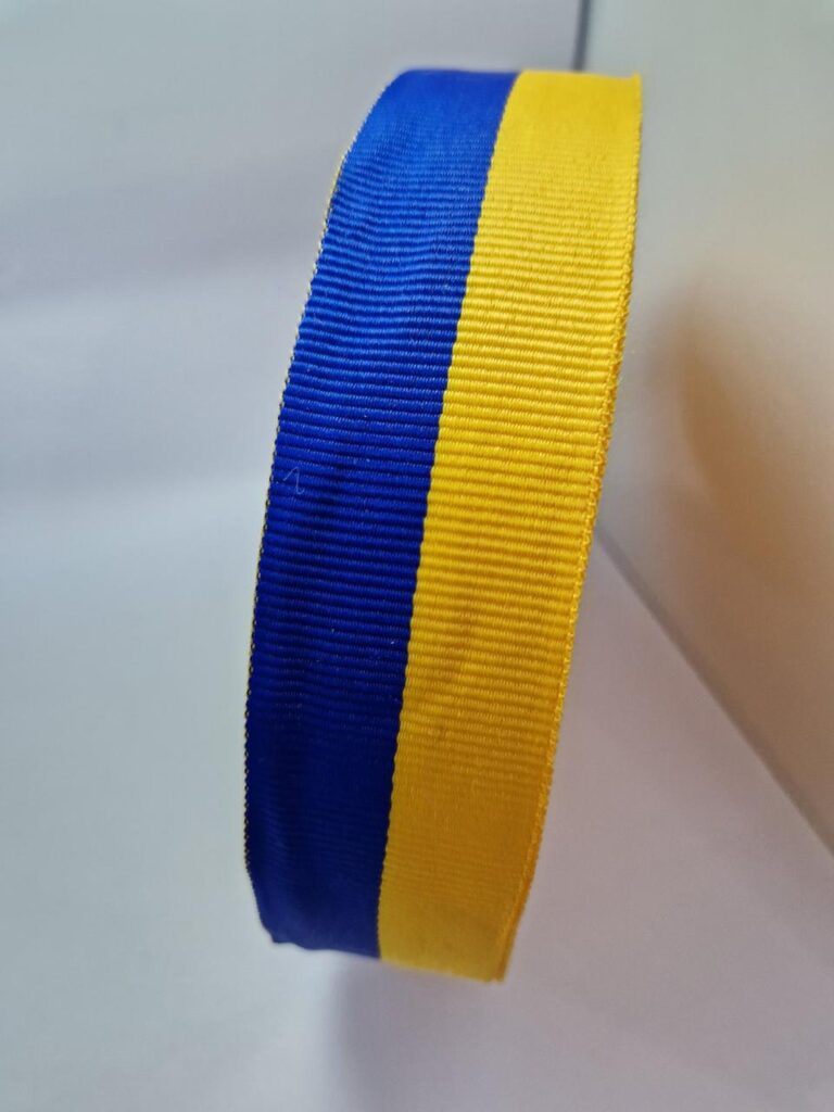 Стрічка репсова 3,5 см жовто-блакитна