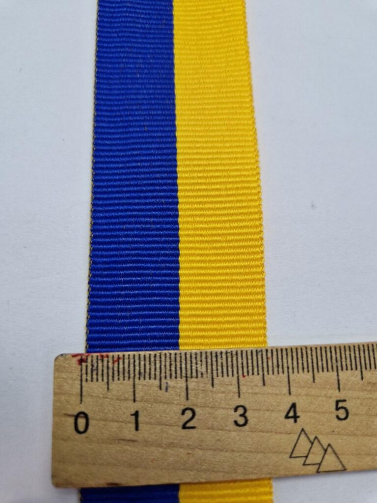 Стрічка репсова 3,5 см жовто-блакитна