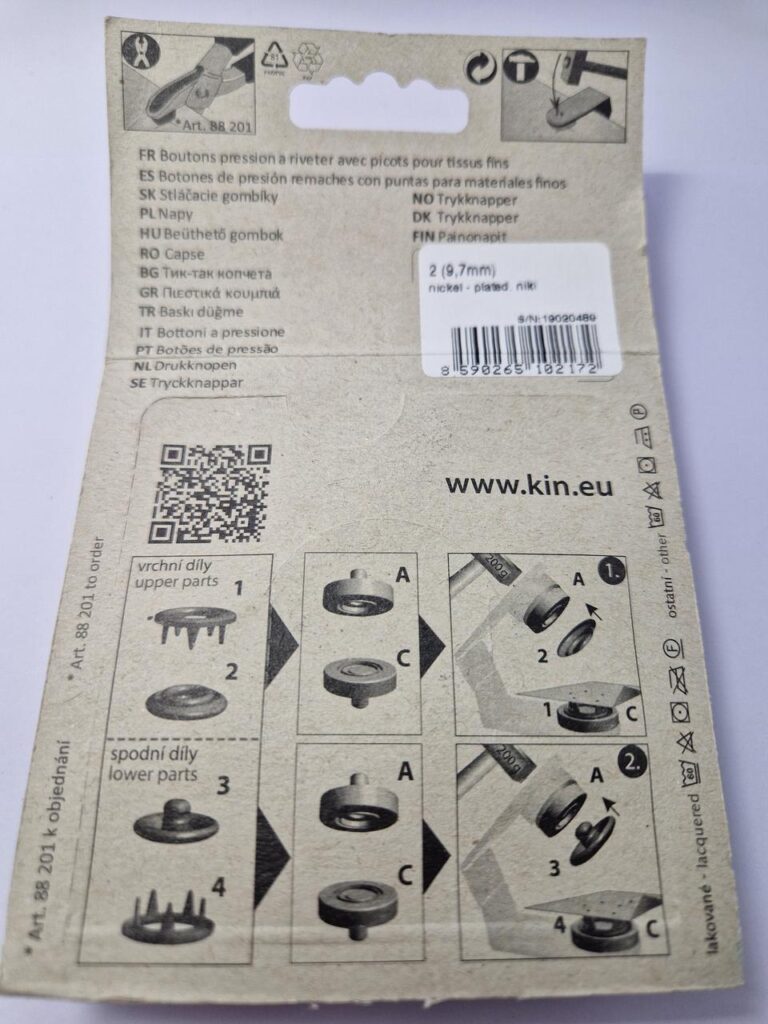 Набір пробивних кнопок (хольнітени) для тканин koh-i-noor, колір нікель, 1 см — метал, никель, ø10 мм