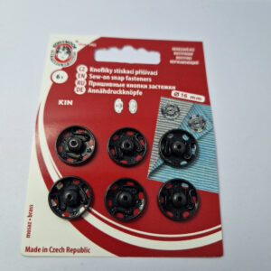 Кнопка пришивна металева для тканин koh-i-noor, колір чорний, 1.6 см, упаковка 6 штук