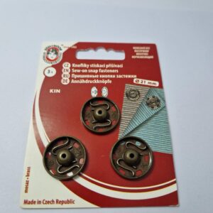 Кнопка пришивна металева для тканин koh-i-noor, колір антік, 2.1 см, упаковка 3 штуки