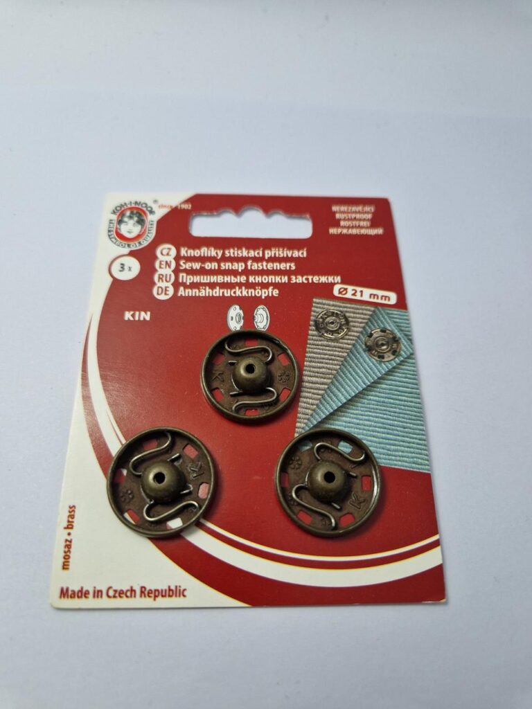 Кнопка пришивна металева для тканин koh-i-noor, колір антік, 2.1 см, упаковка 3 штуки