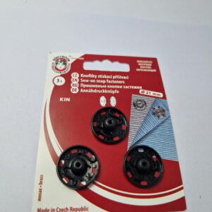 Кнопка пришивна металева для тканин koh-i-noor, колір чорний, 2.1 см, упаковка 3 штуки