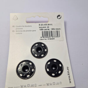 Кнопка пришивна металева для тканин koh-i-noor, колір чорний, 2.1 см, упаковка 3 штуки