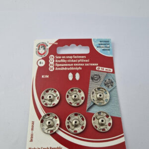Кнопка пришивна металева для тканин koh-i-noor, колір нікель, 1.6 см, упаковка 6 штук