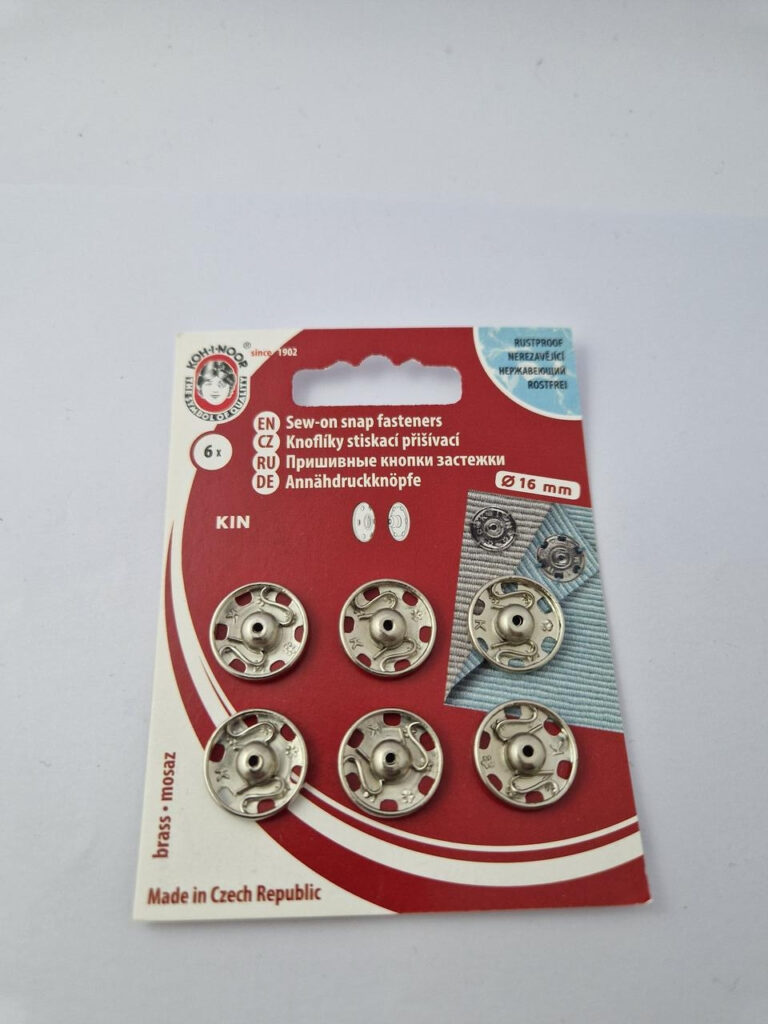 Кнопка пришивна металева для тканин koh-i-noor, колір нікель, 1.6 см, упаковка 6 штук