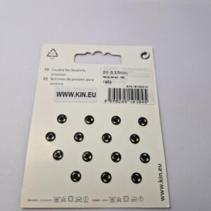 Кнопка пришивна металева для тканин koh-i-noor, колір чорний, 0.6 см, упаковка 15 штук