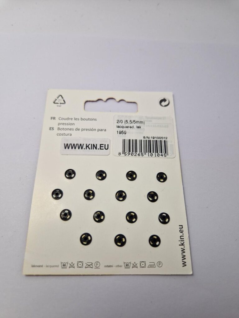 Кнопка пришивна металева для тканин koh-i-noor, колір чорний, 0.6 см, упаковка 15 штук