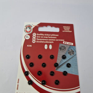 Кнопка пришивна металева для тканин koh-i-noor, колір чорний, 0.6 см, упаковка 15 штук