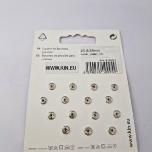 Кнопка пришивна металева для тканин koh-i-noor, колір нікель, 0.6 см, упаковка 15 штук