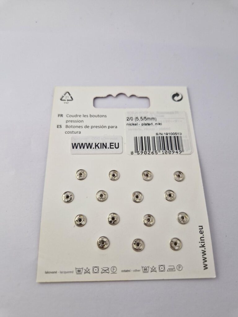 Кнопка пришивна металева для тканин koh-i-noor, колір нікель, 0.6 см, упаковка 15 штук