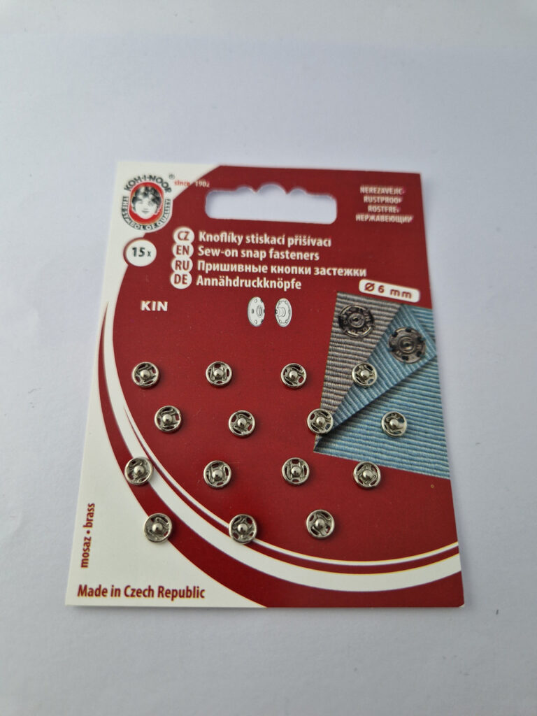 Кнопка пришивна металева для тканин koh-i-noor, колір нікель, 0.6 см, упаковка 15 штук