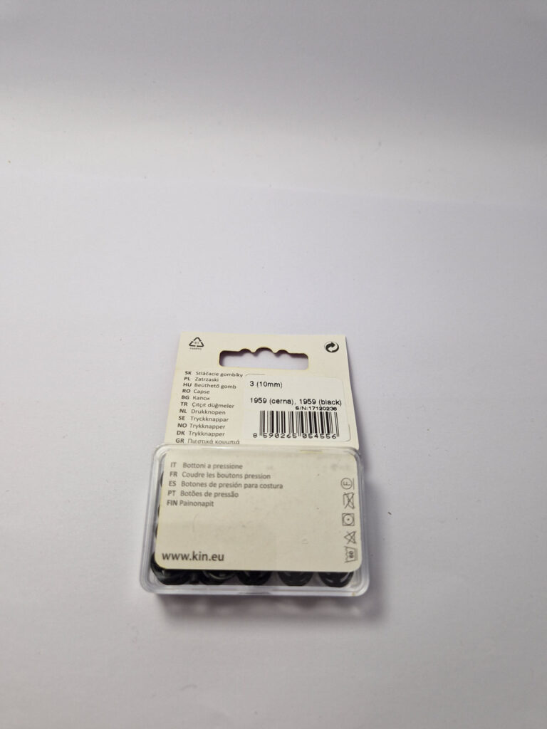 Упаковка кнопок пришивних пластикових для тканин koh-i-noor, колір чорний, 1 см, упаковка 20 штук