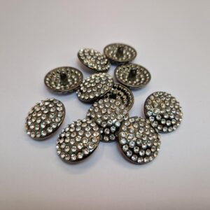 Гудзик на ніжці темний нікель з камінцями 2.3 см