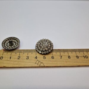 Гудзик на ніжці темний нікель з камінцями 2.3 см