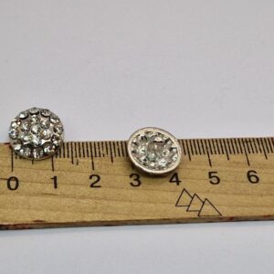 Гудзик на ніжці нікель з камінцями 1.4 см