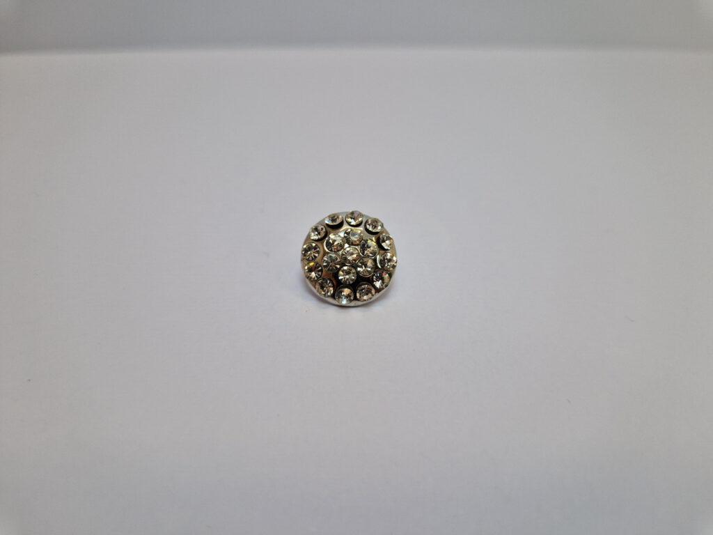 Гудзик на ніжці нікель з камінцями 1.4 см