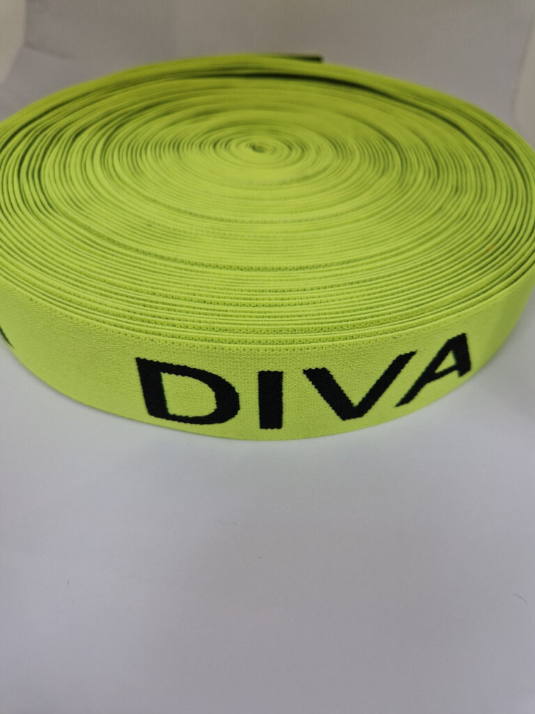 Стрічка спортивна жовто-чорна з написом diva 3.5 см — жовтий, 35 мм