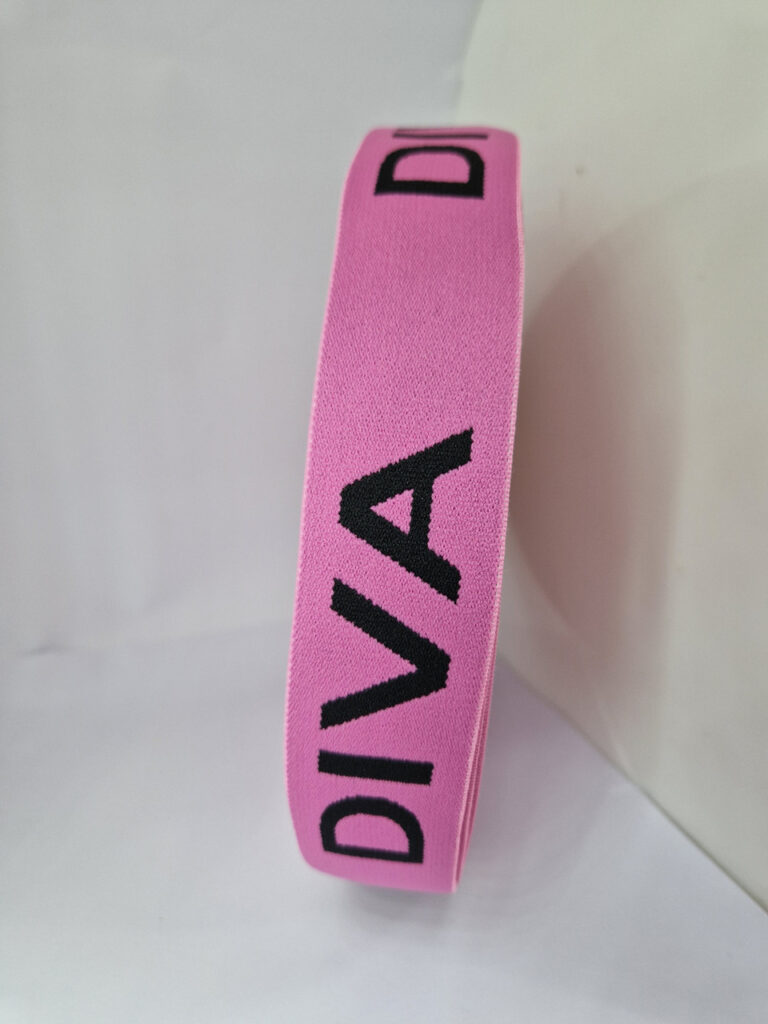 Стрічка спортивна рожево-чорна з написом diva 3.5 см