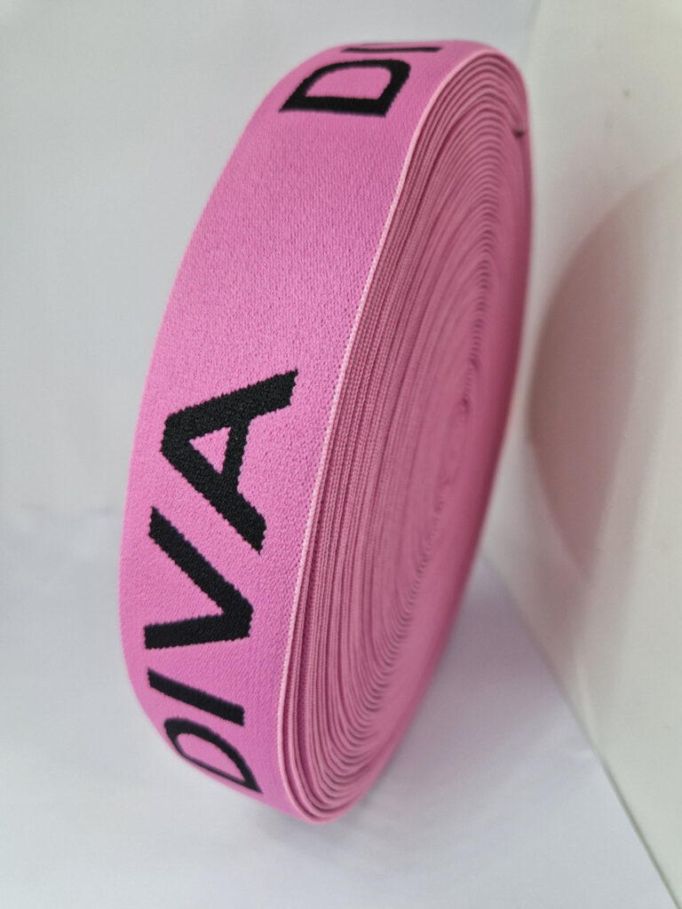 Стрічка спортивна рожево-чорна з написом diva 3.5 см
