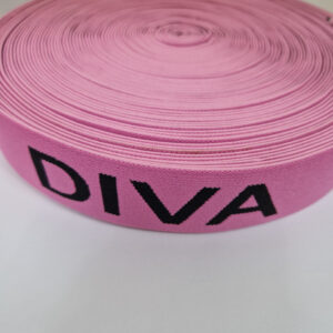 Стрічка спортивна рожево-чорна з написом diva 3.5 см