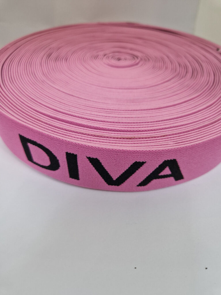 Стрічка спортивна рожево-чорна з написом diva 3.5 см