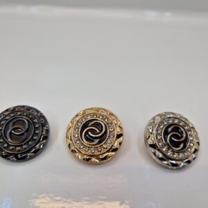 Гудзик на ніжці сріблястий з камінцями (в наявності три кольори та три розміри) - 2 см