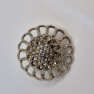 Гудзик на ніжці сріблястий з камінцями (в наявності три кольори та три розміри) - 2 см