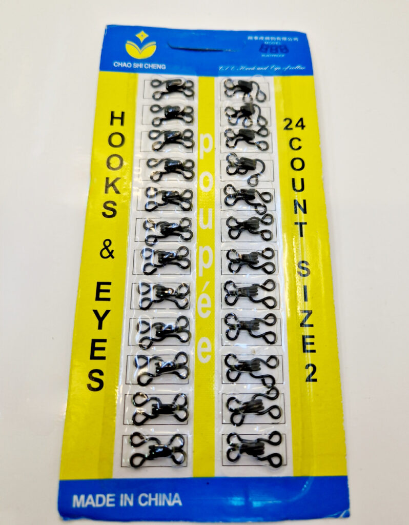 Пришивні гачки для одягу, чорні металеві розмір 2