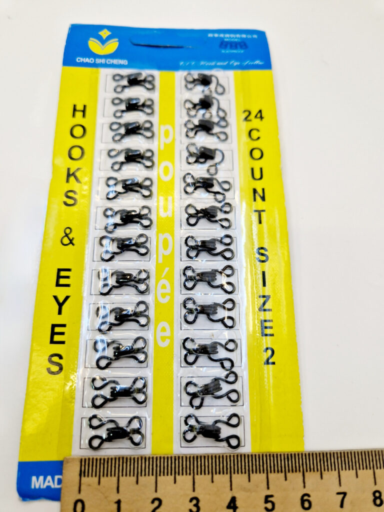 Пришивні гачки для одягу, чорні металеві розмір 2