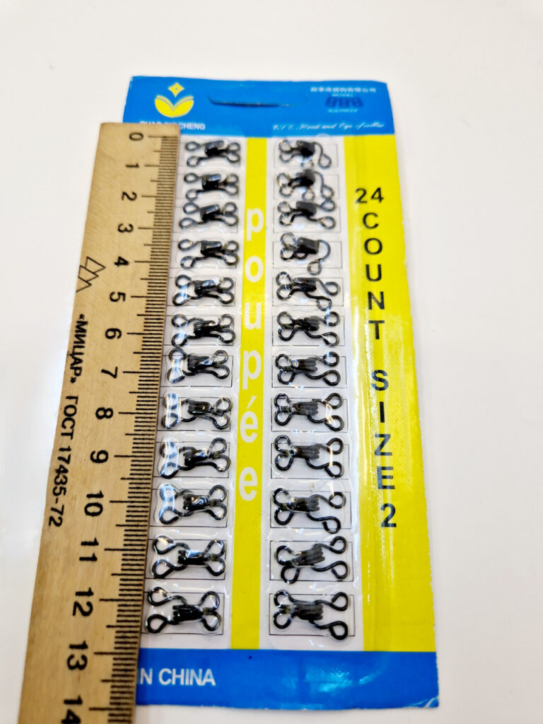 Пришивні гачки для одягу, чорні металеві розмір 2