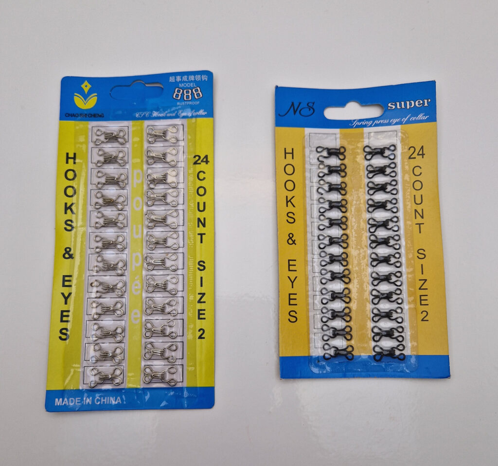 Пришивні гачки для одягу, чорні металеві розмір 2